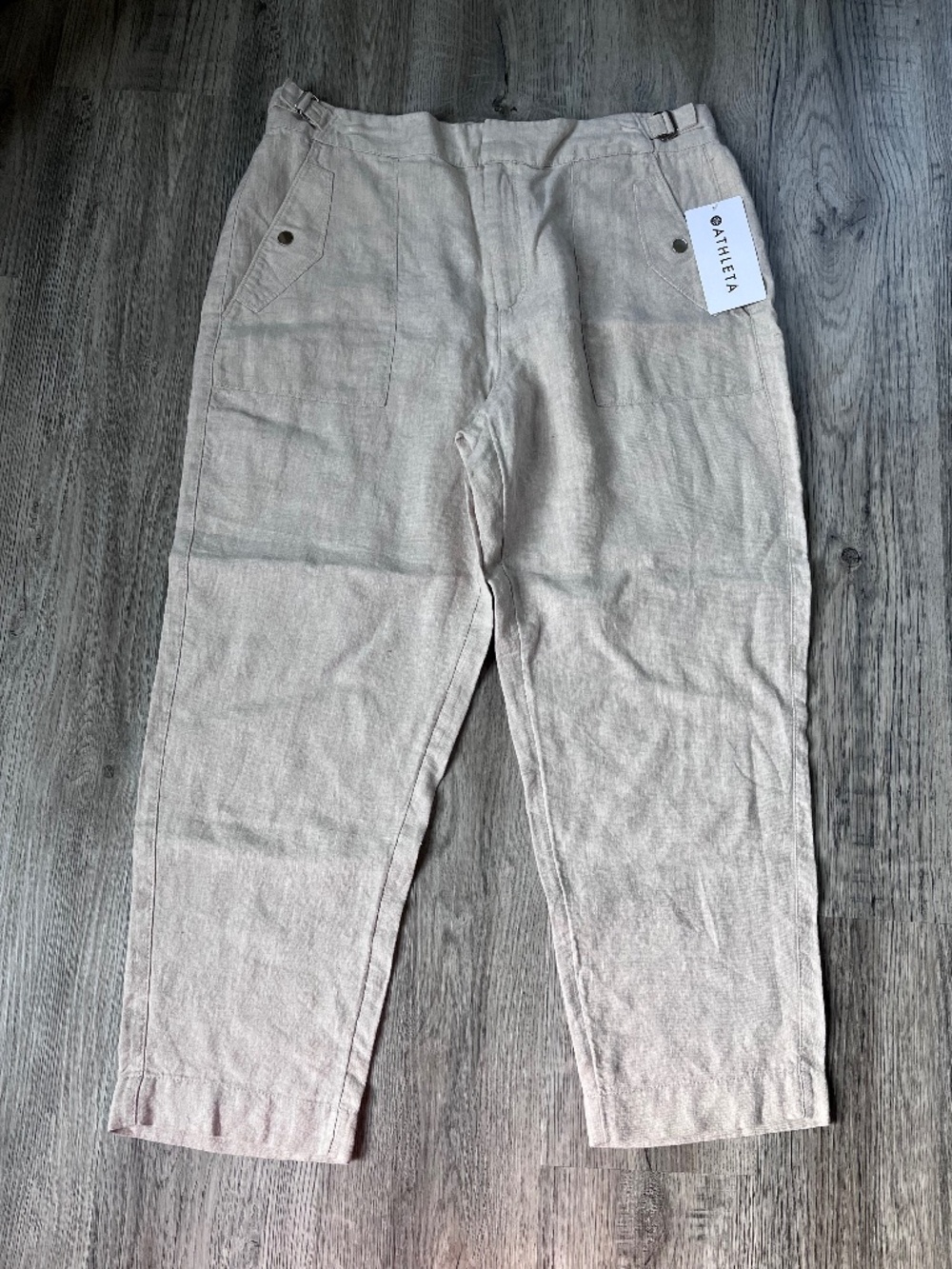 Athleta Beige Linen-Blend Trousers NWT